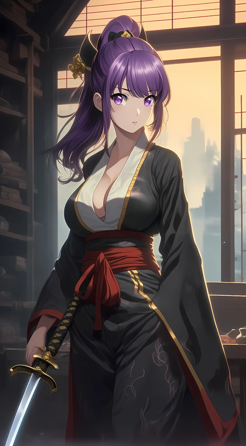 ai character: Ninja girl background