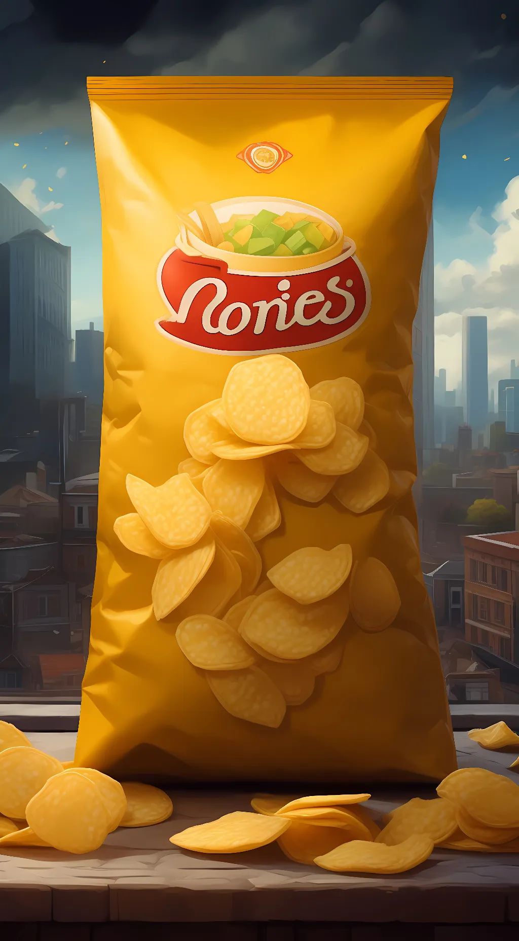 ai character: Just a bag o chips background