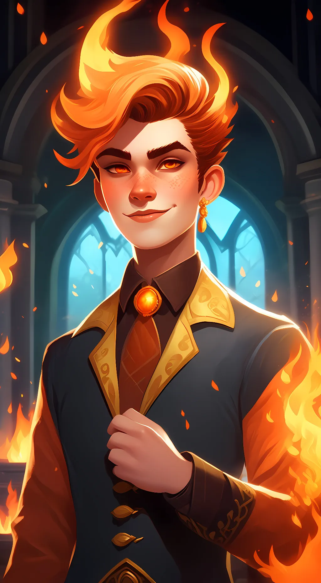 ai character: firey background