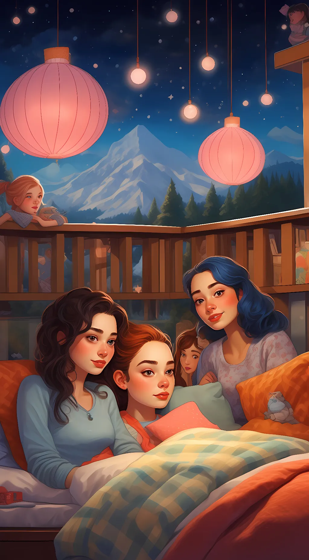 ai character: girls sleepover background