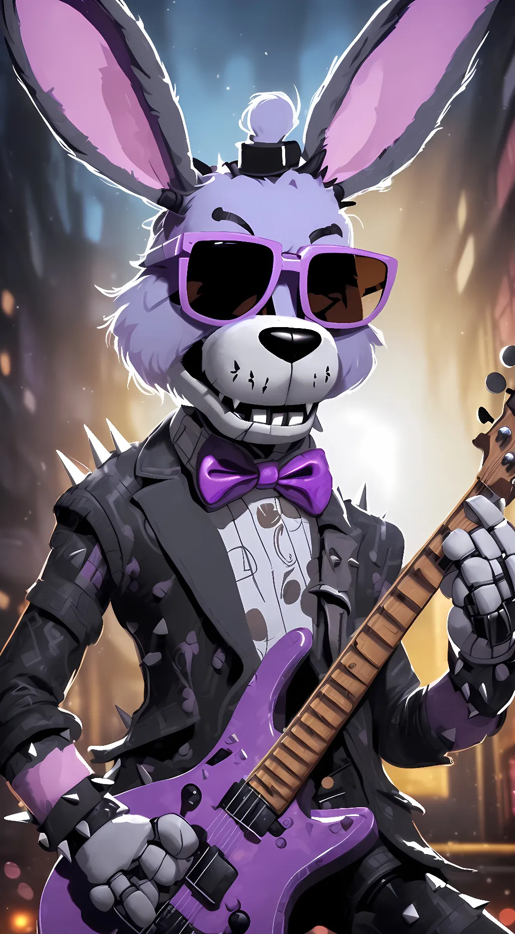 ai character: Glamrock bonnie   background