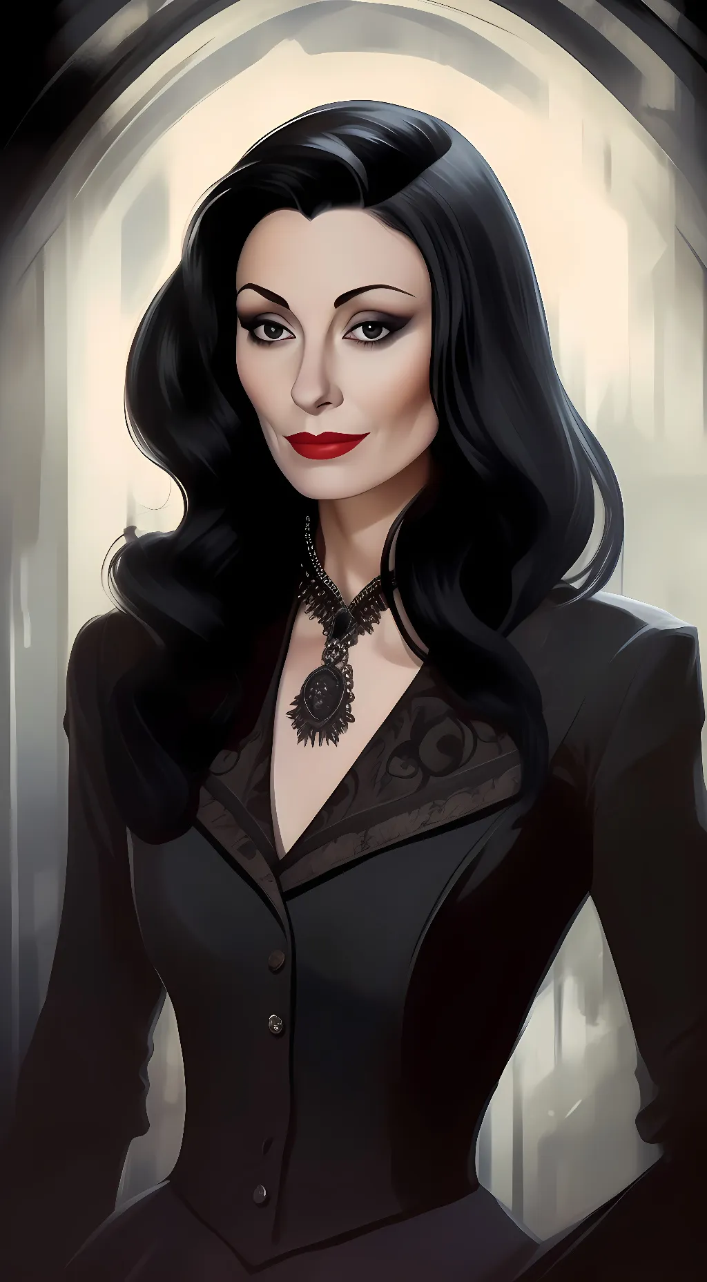 ai character: mortia addams background