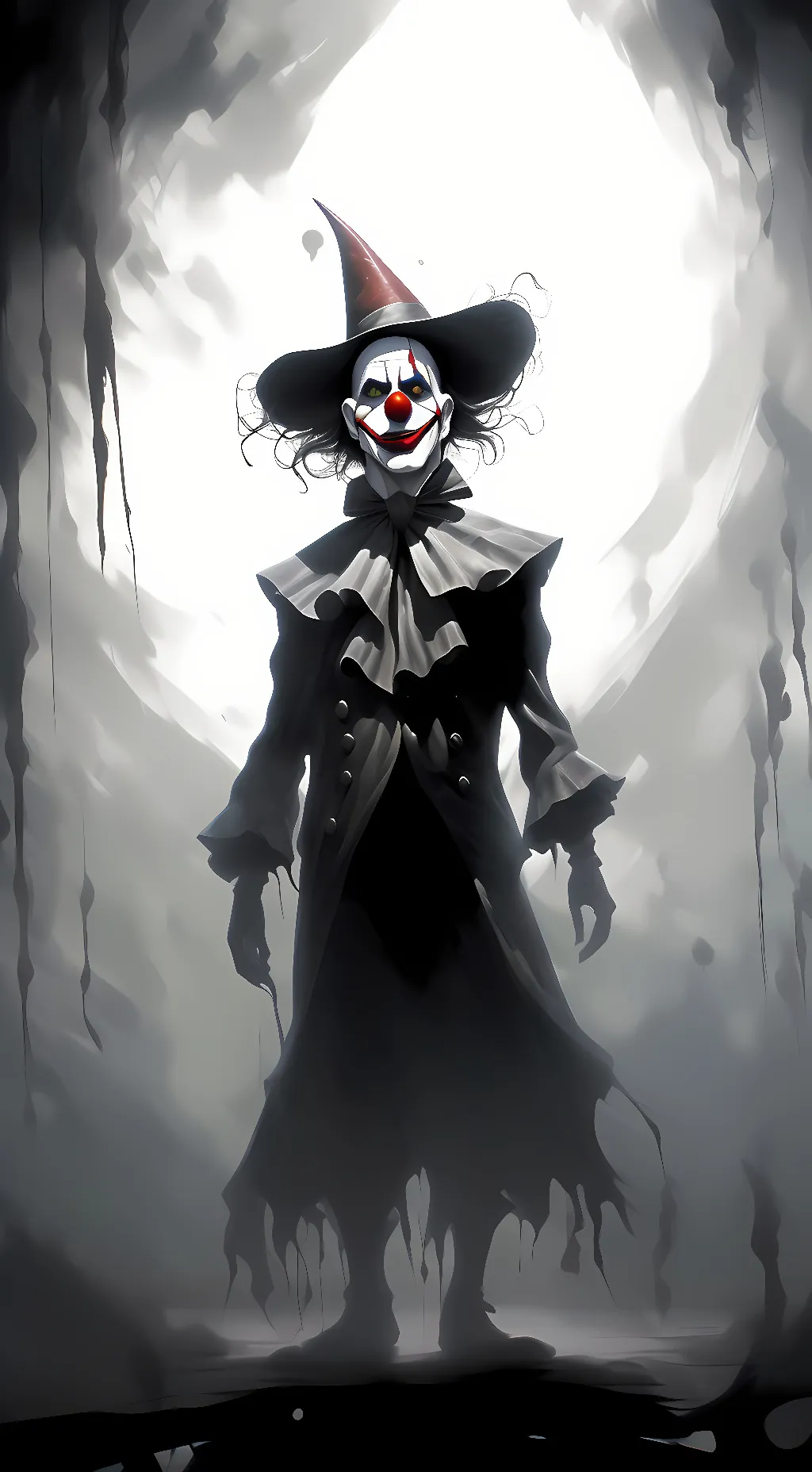 ai character: evil clown  background