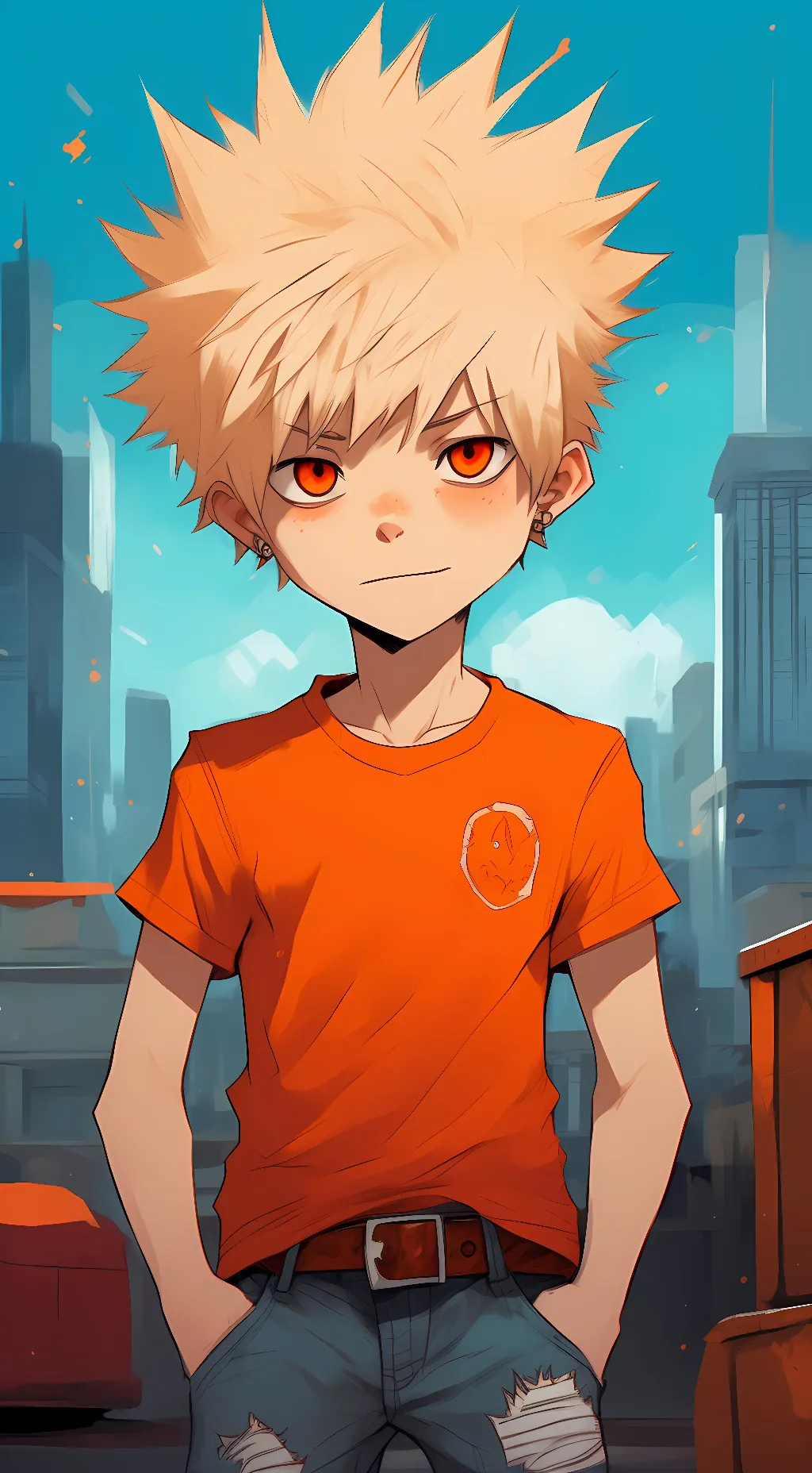 ai character: Kid katsuki bakugo background
