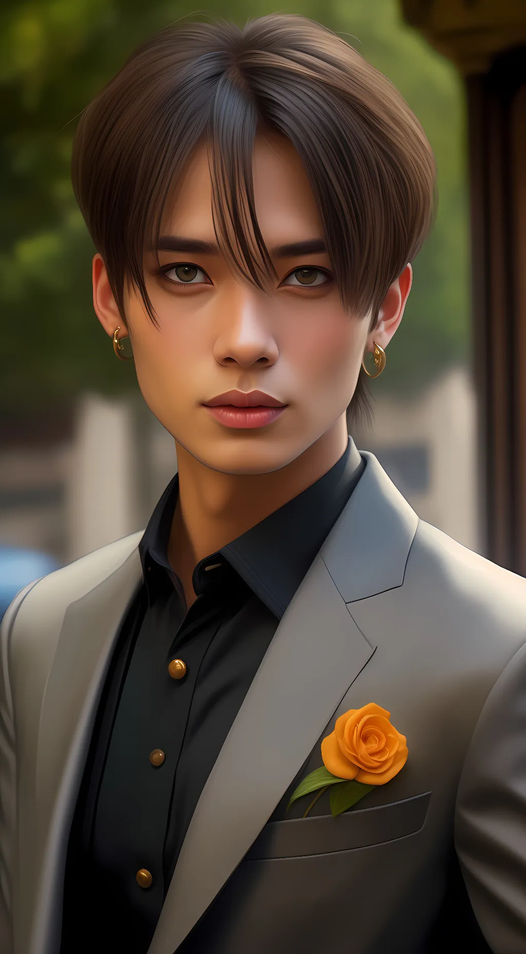 ai character: Grey  background