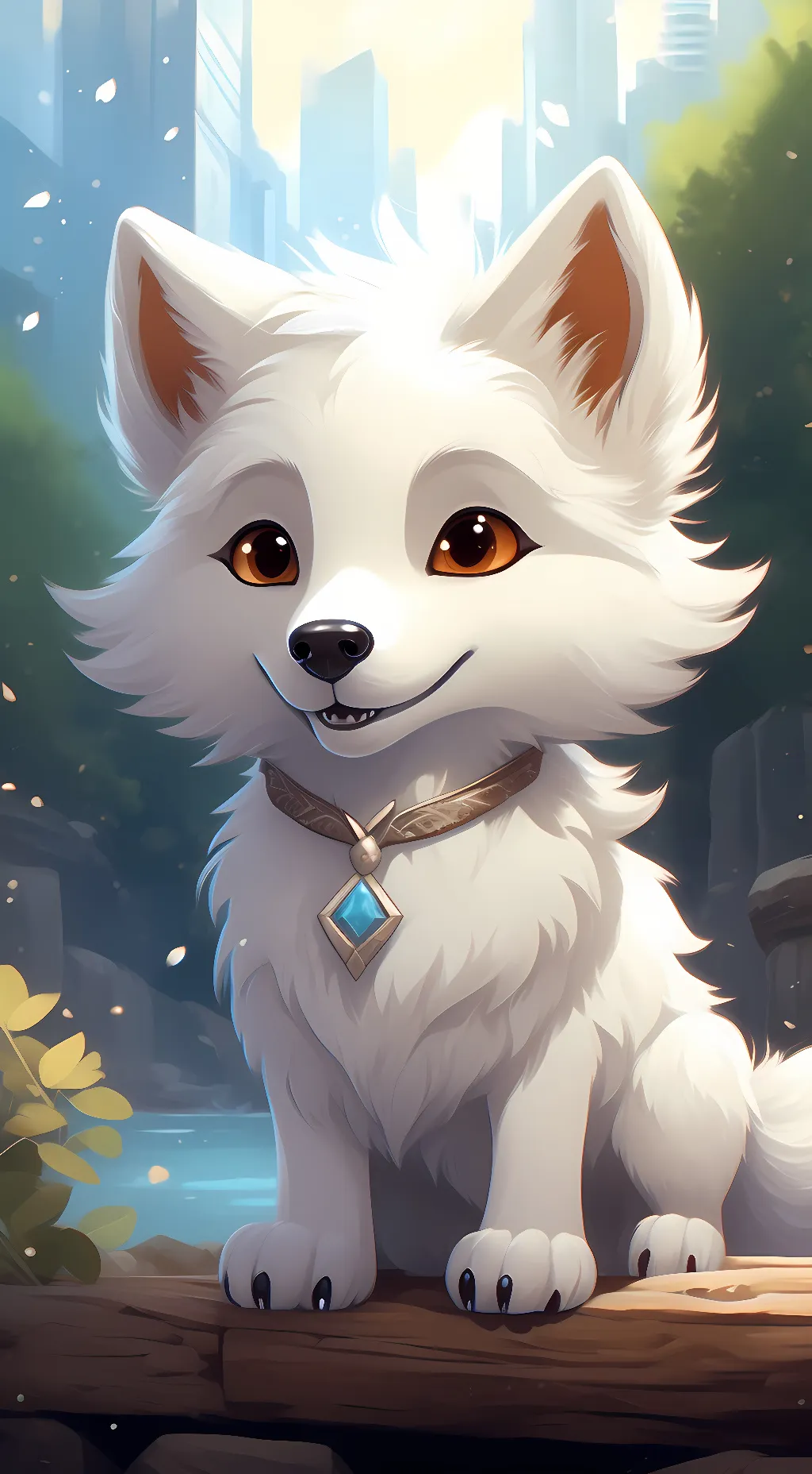 ai character: Foxy, Flower, Sun background