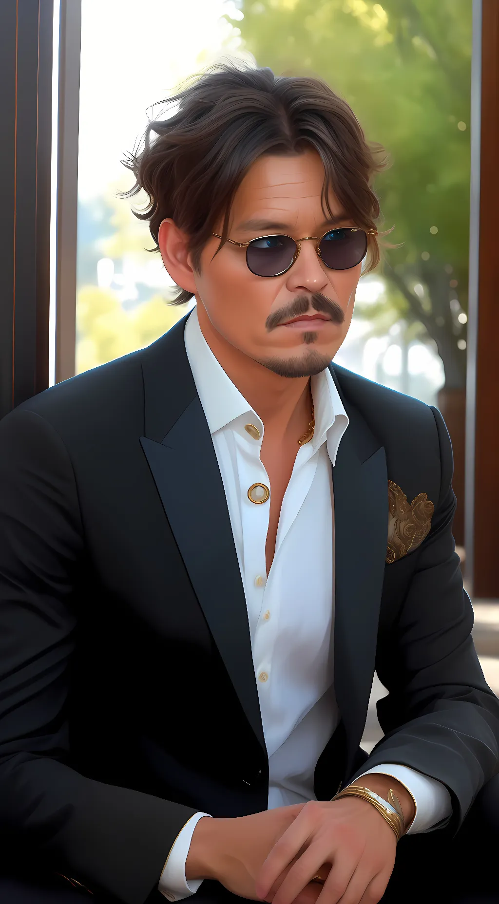 ai character: Johnny Depp  background