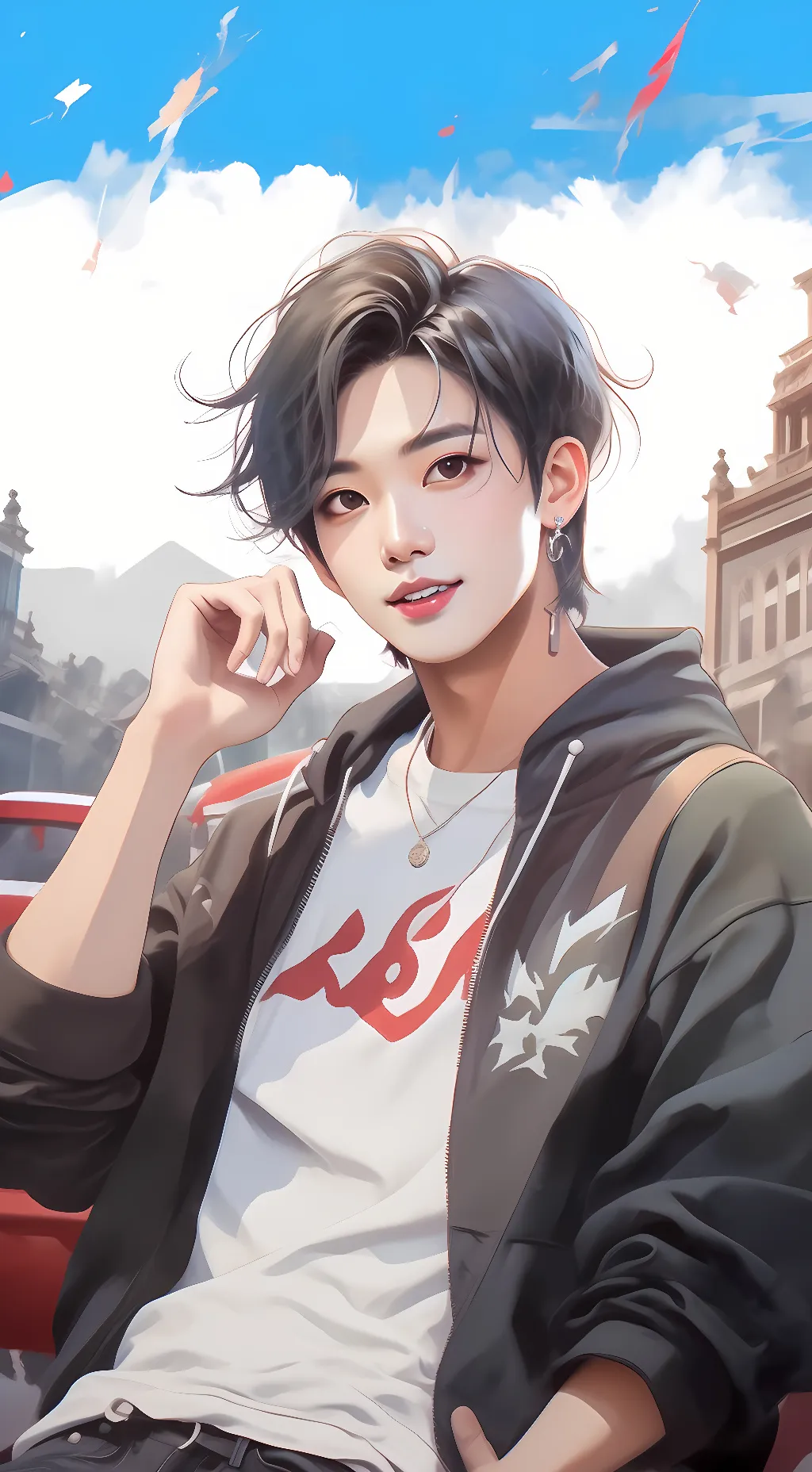 ai character: BTS and Stray Kids background