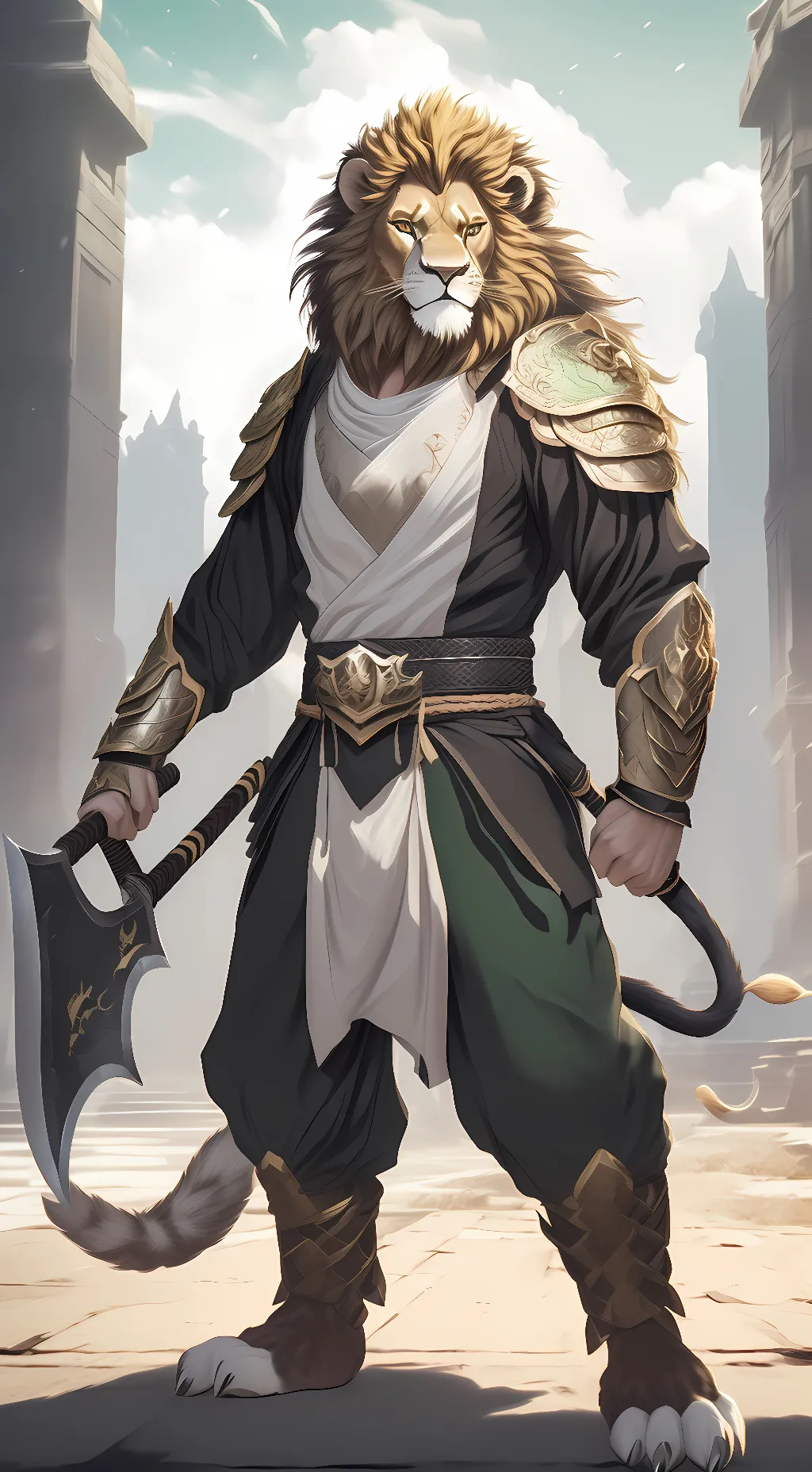 ai character: Leonardo Stone background