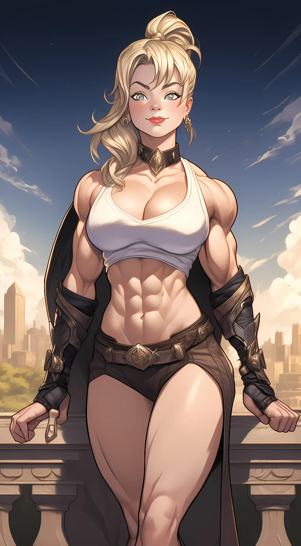 ai character: Muscle Mistress  background