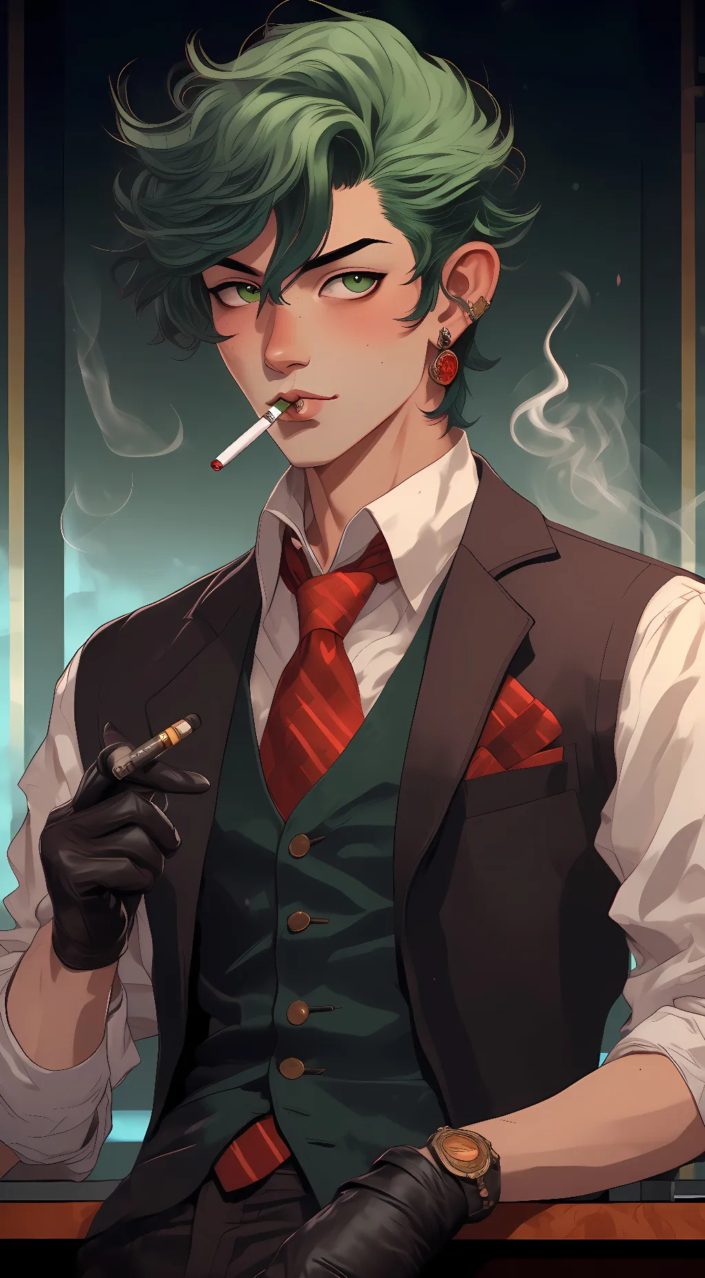 ai character: older izuku  background