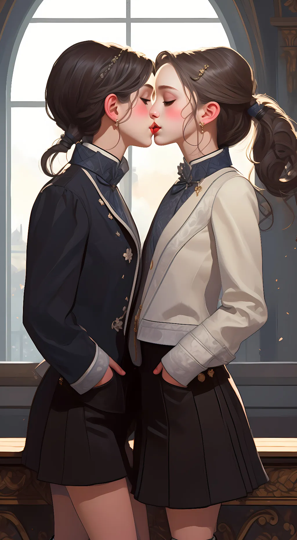 ai character: Girls kissing background