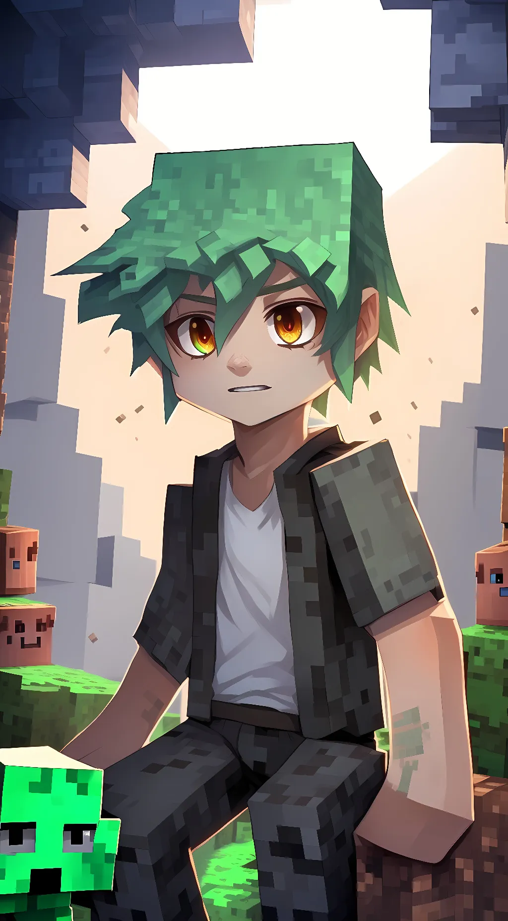 ai character: creeper boy background