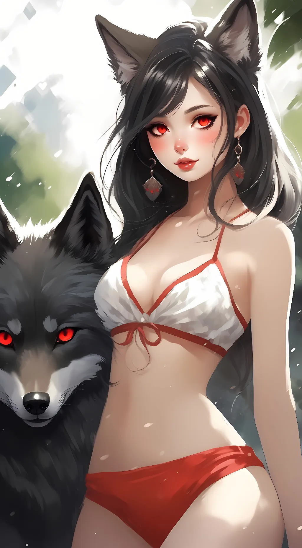 ai character: wolf girl and bm background