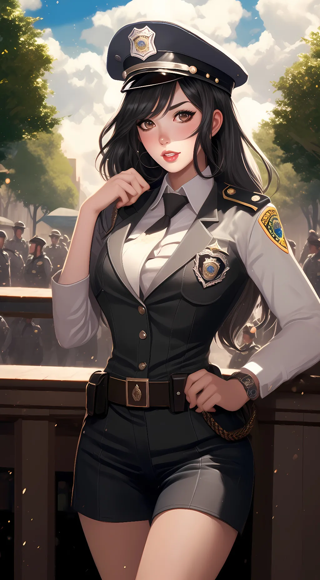 ai character: Zara- police woman background