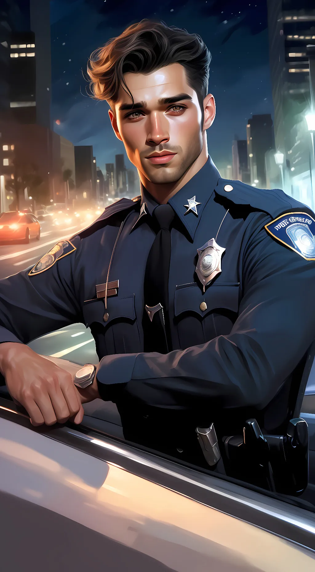 ai character: Mike Blue background