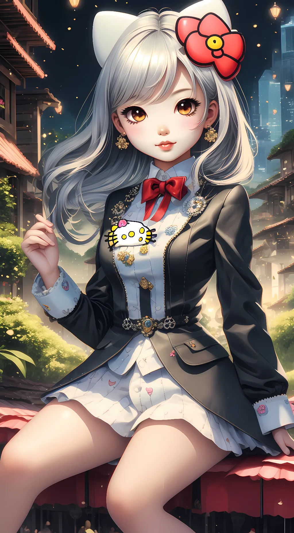 ai character: hello kitty  background