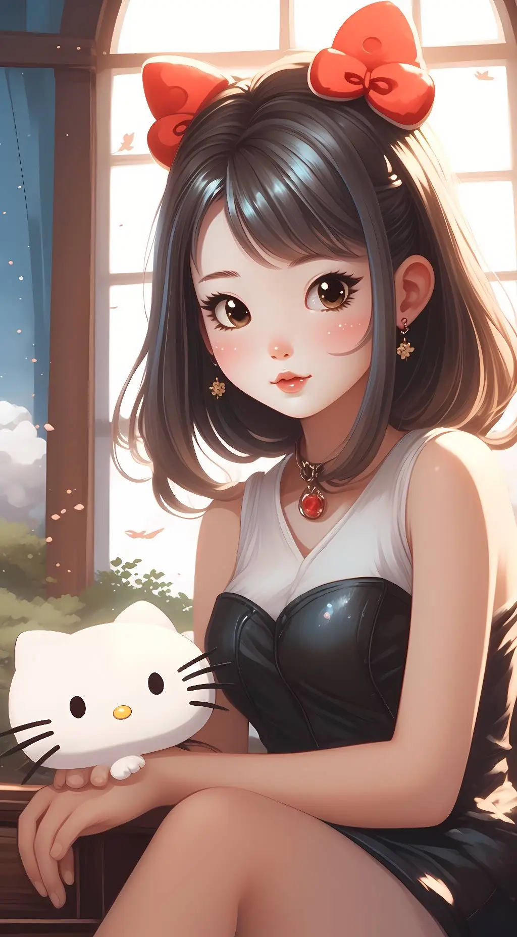ai character: Hello Kitty background