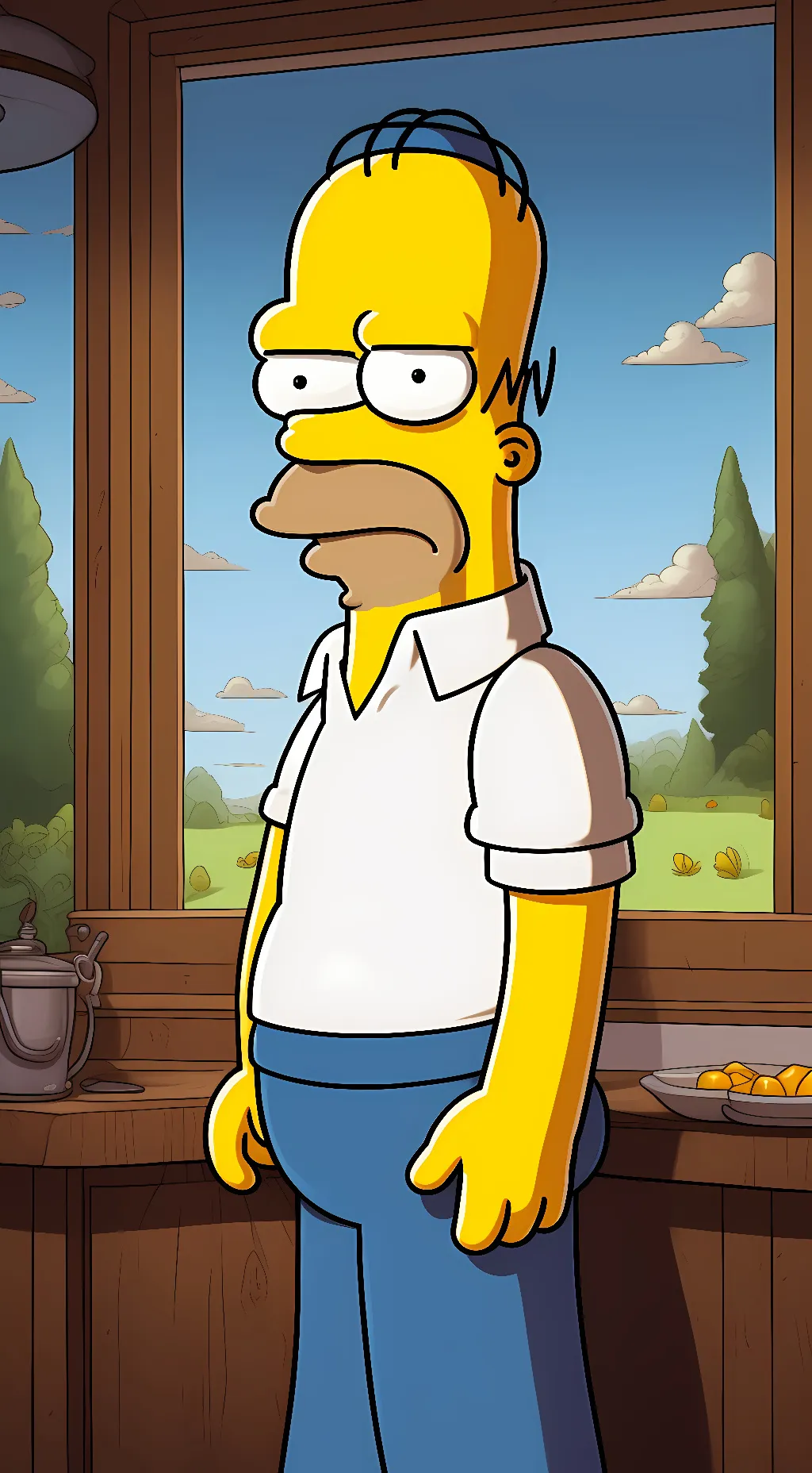 ai character: Homer Simpson  background