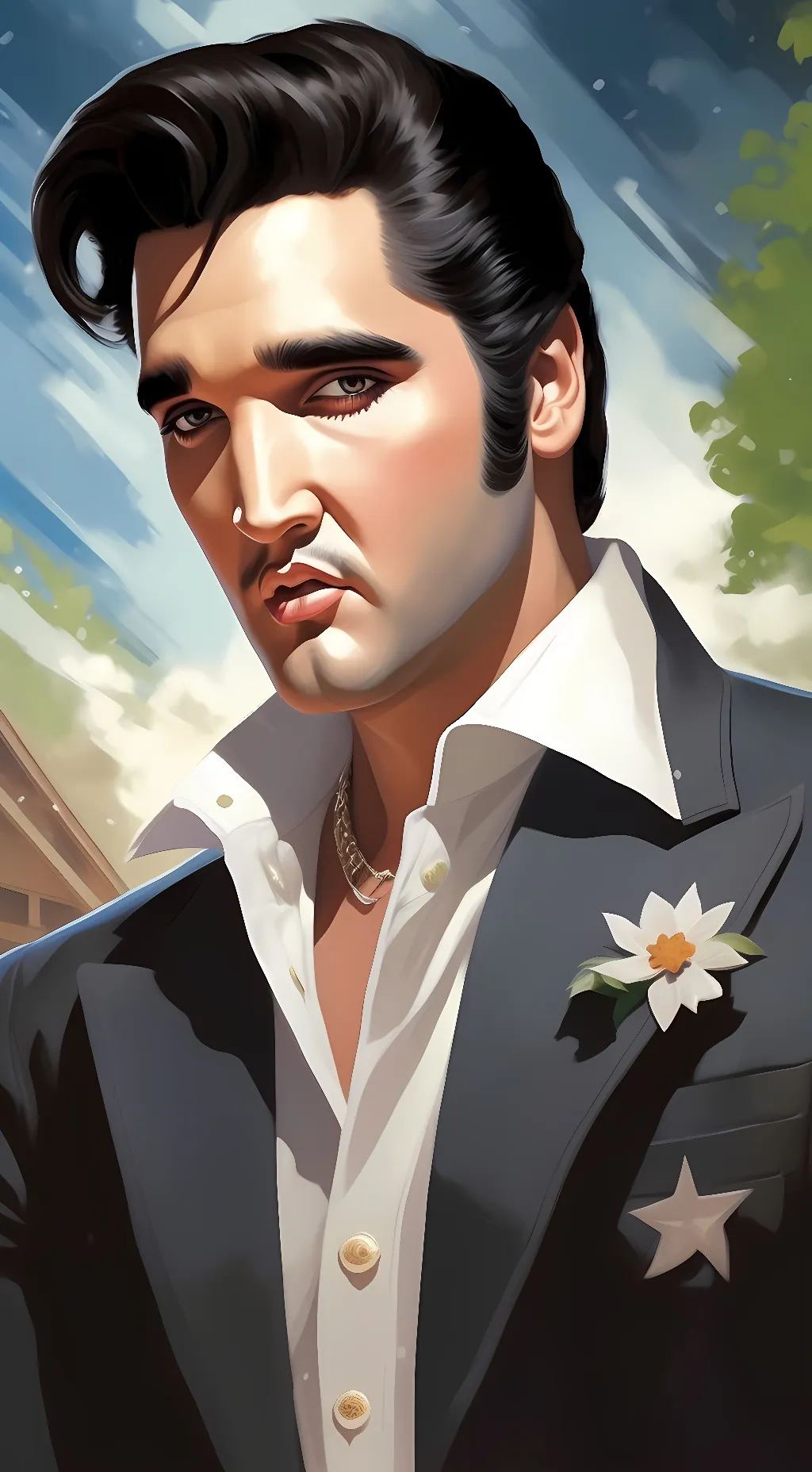 ai character: Elvis Presley  background