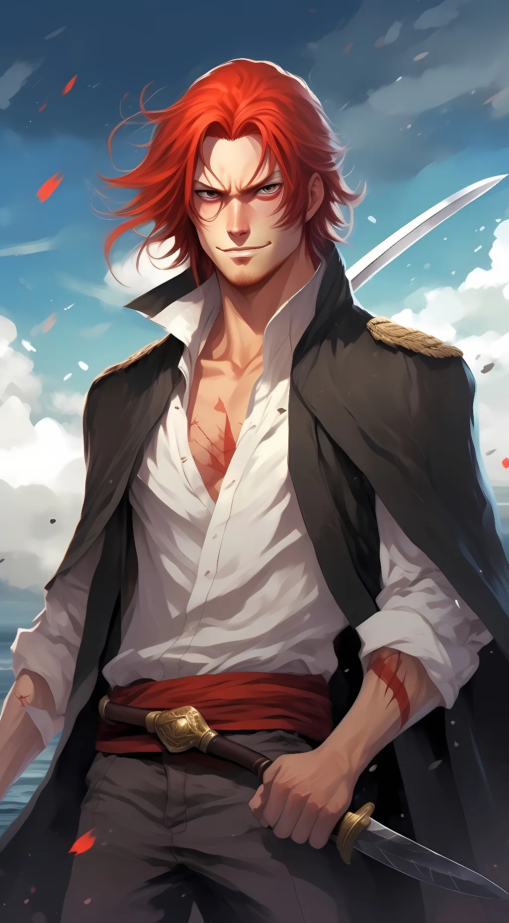 ai character: Red hair shanks background
