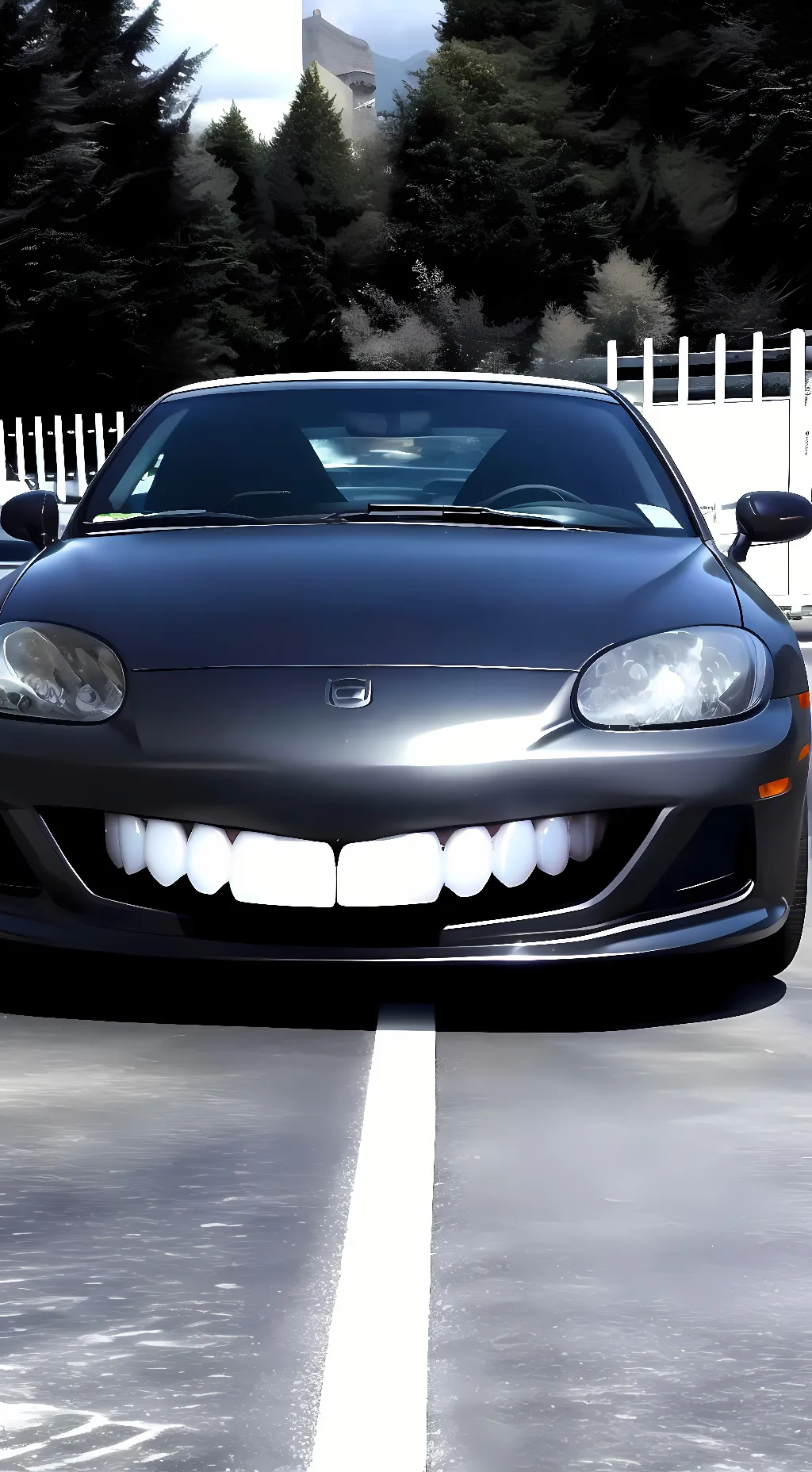 ai character: car with teeth background