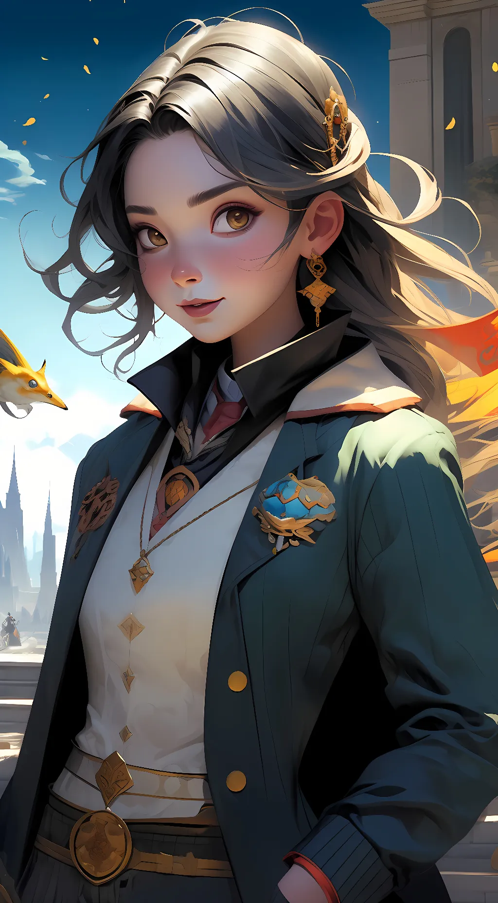 ai character: smile girl killer background