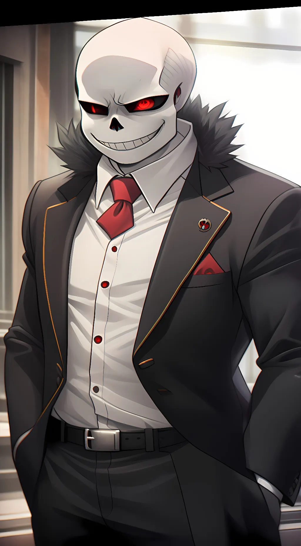 ai character: Sans (Red ) background