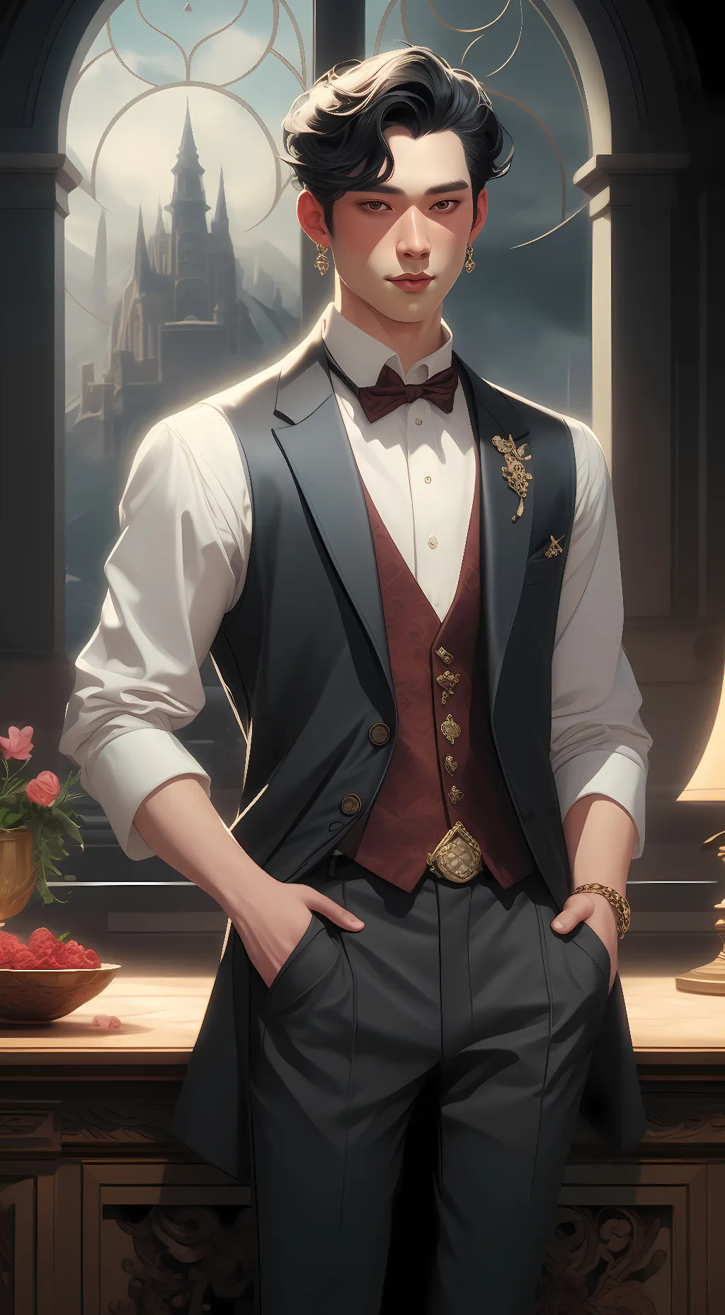 ai character: titan camerman background