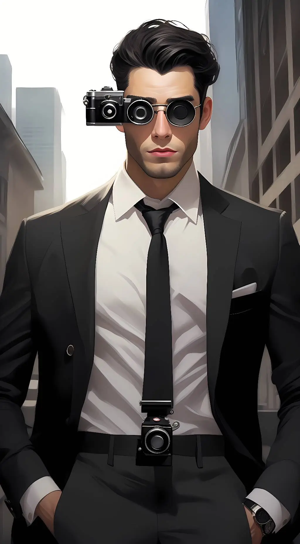 ai character: camera man background