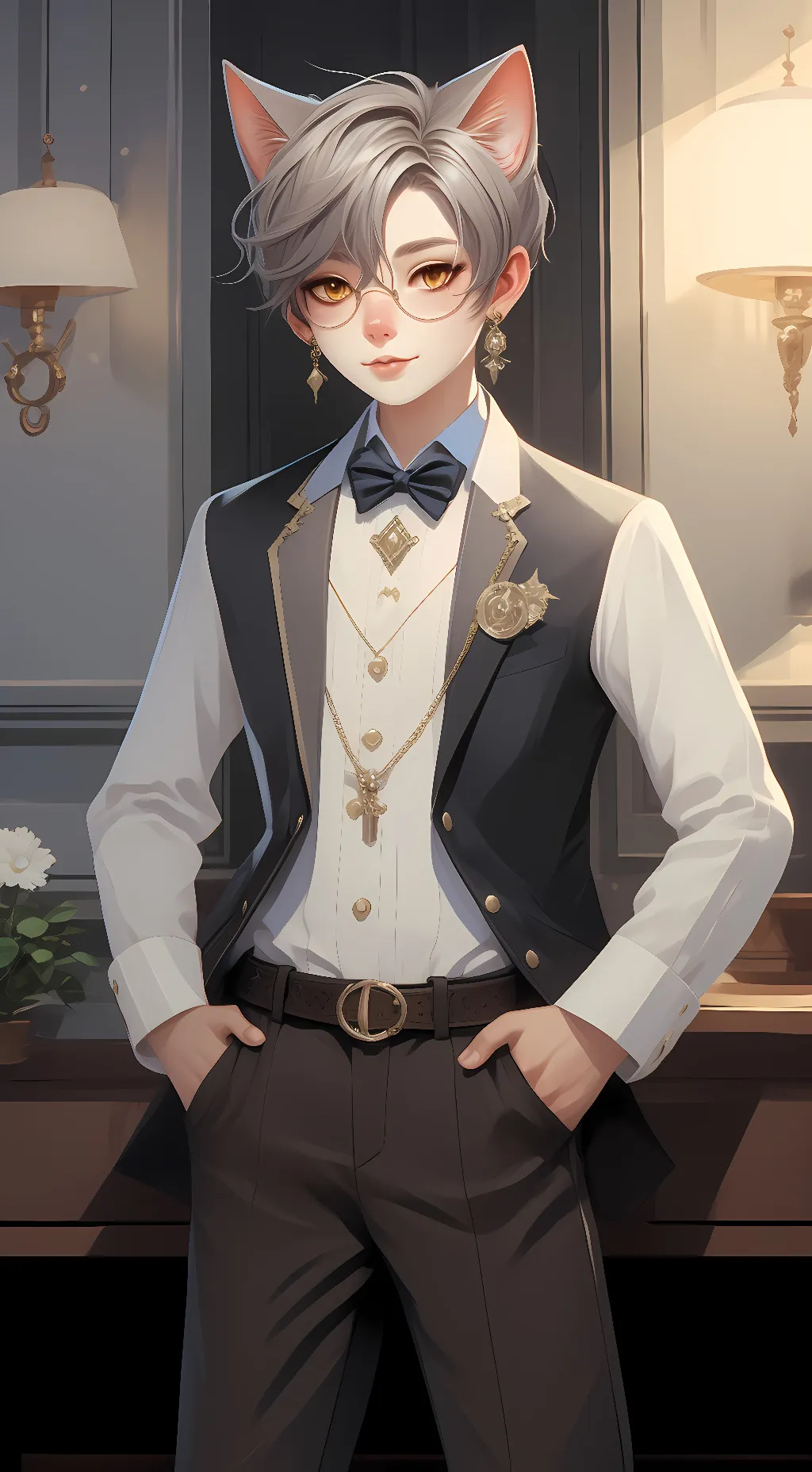 ai character: cat emo boy background