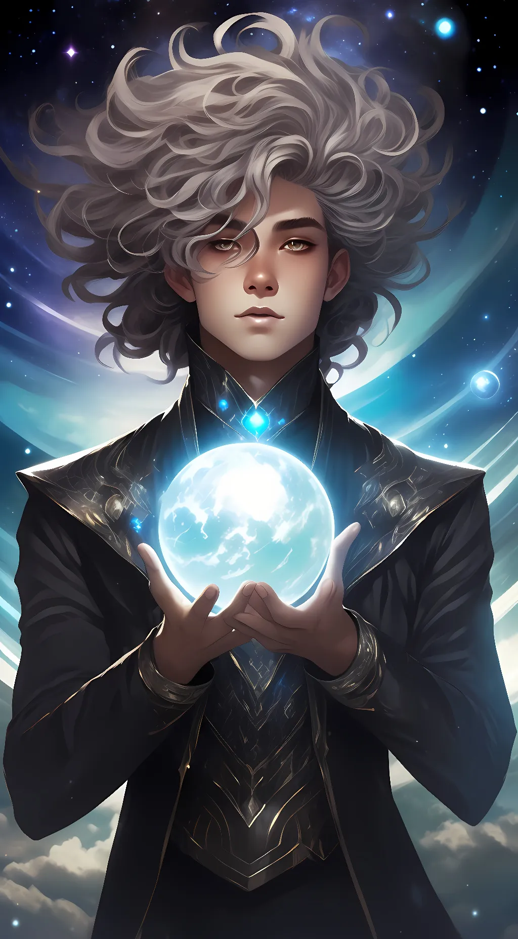 ai character: galaxy void king background