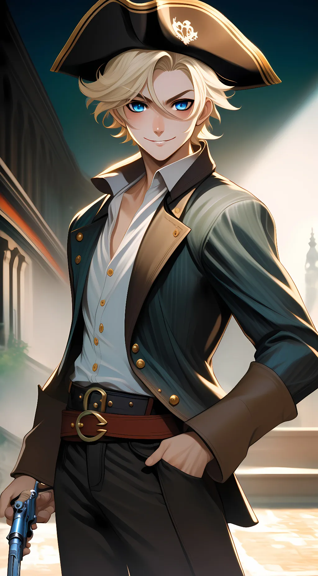 ai character: Blue Roseland background