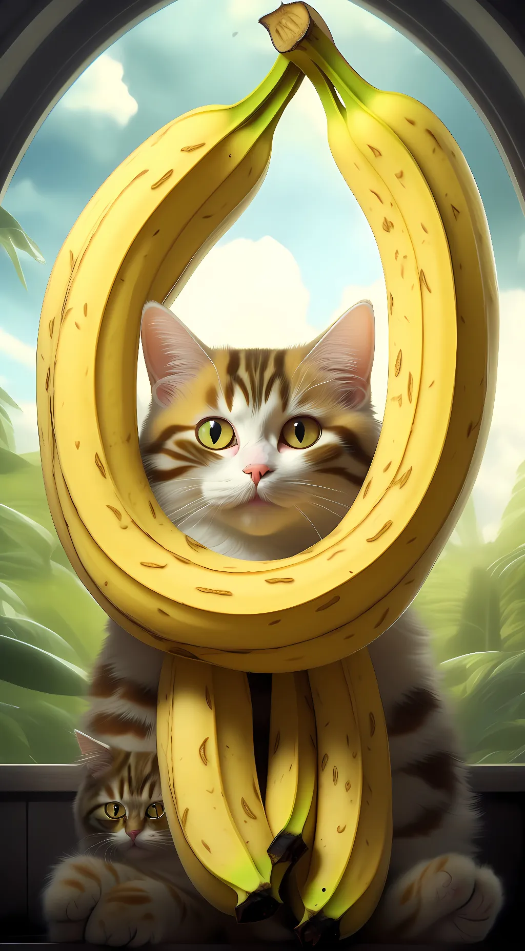 ai character: banana cat background