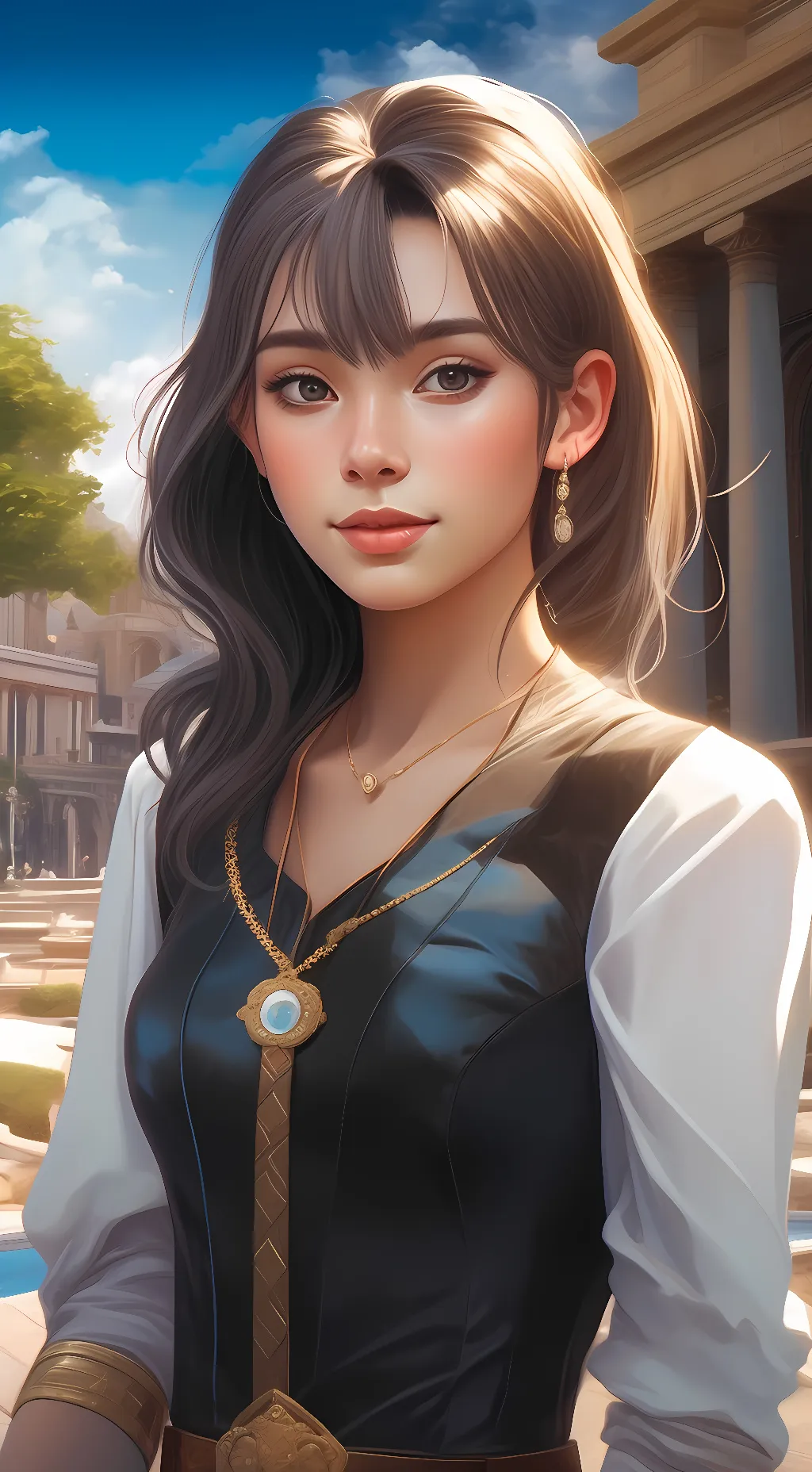 ai character: moonlight background