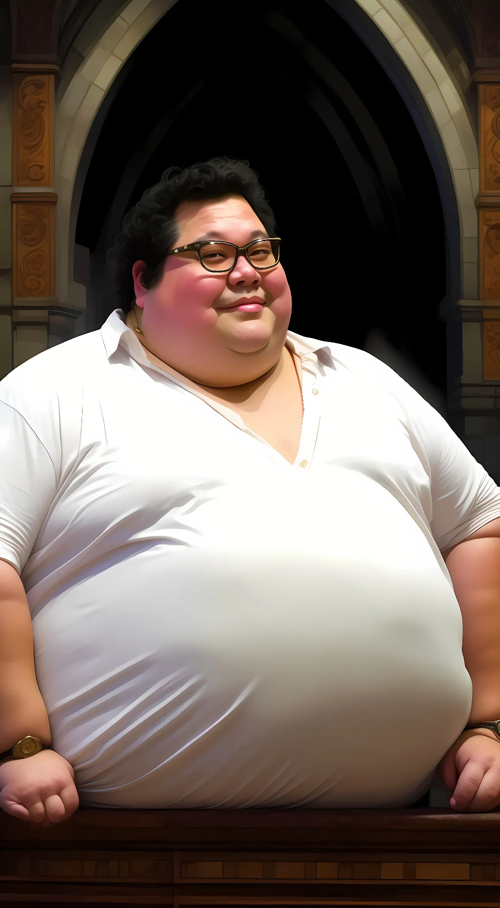ai character: Fat boy  background