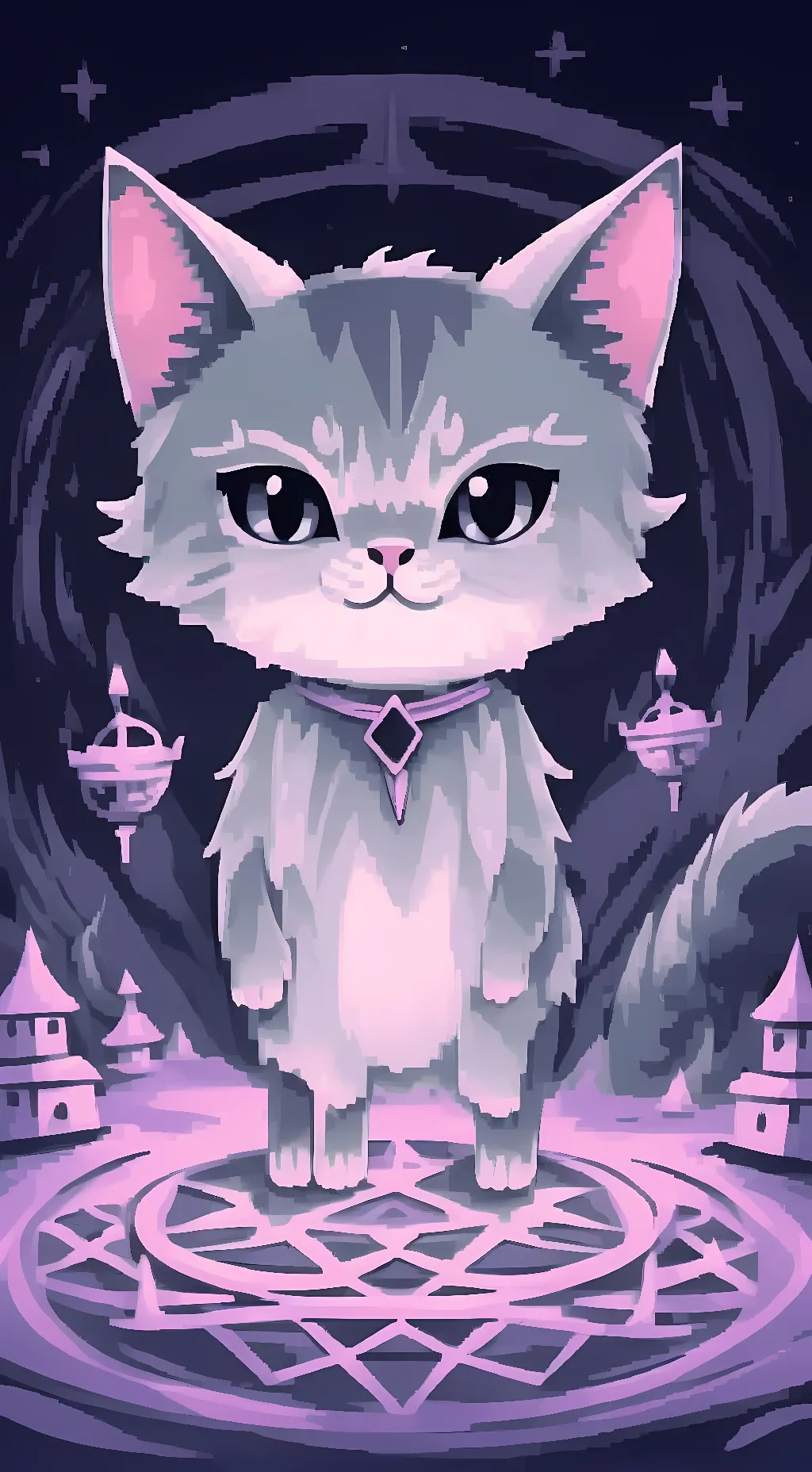 ai character: demonic grey cat background