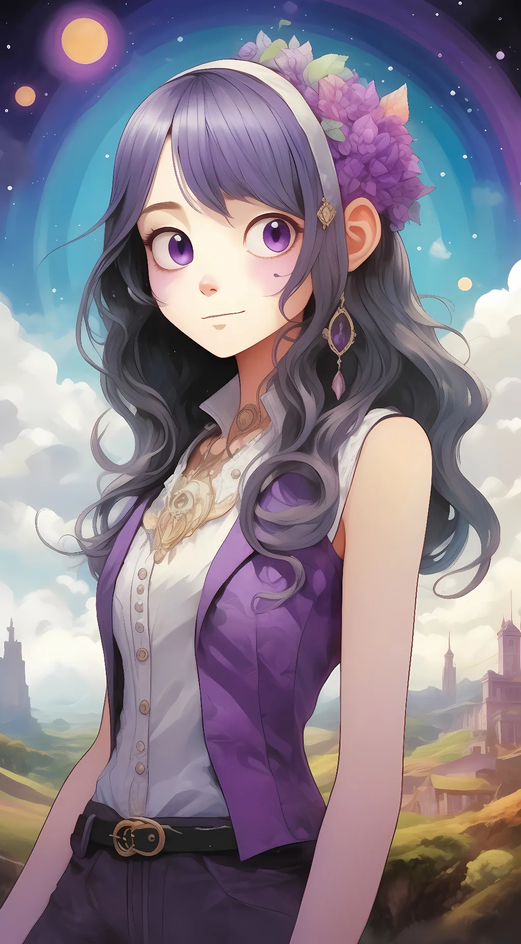 ai character: human purple  background