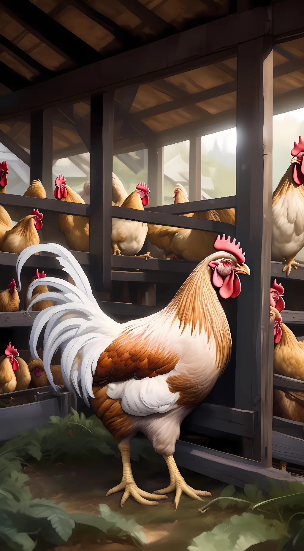 ai character: CHICKEN GOD background