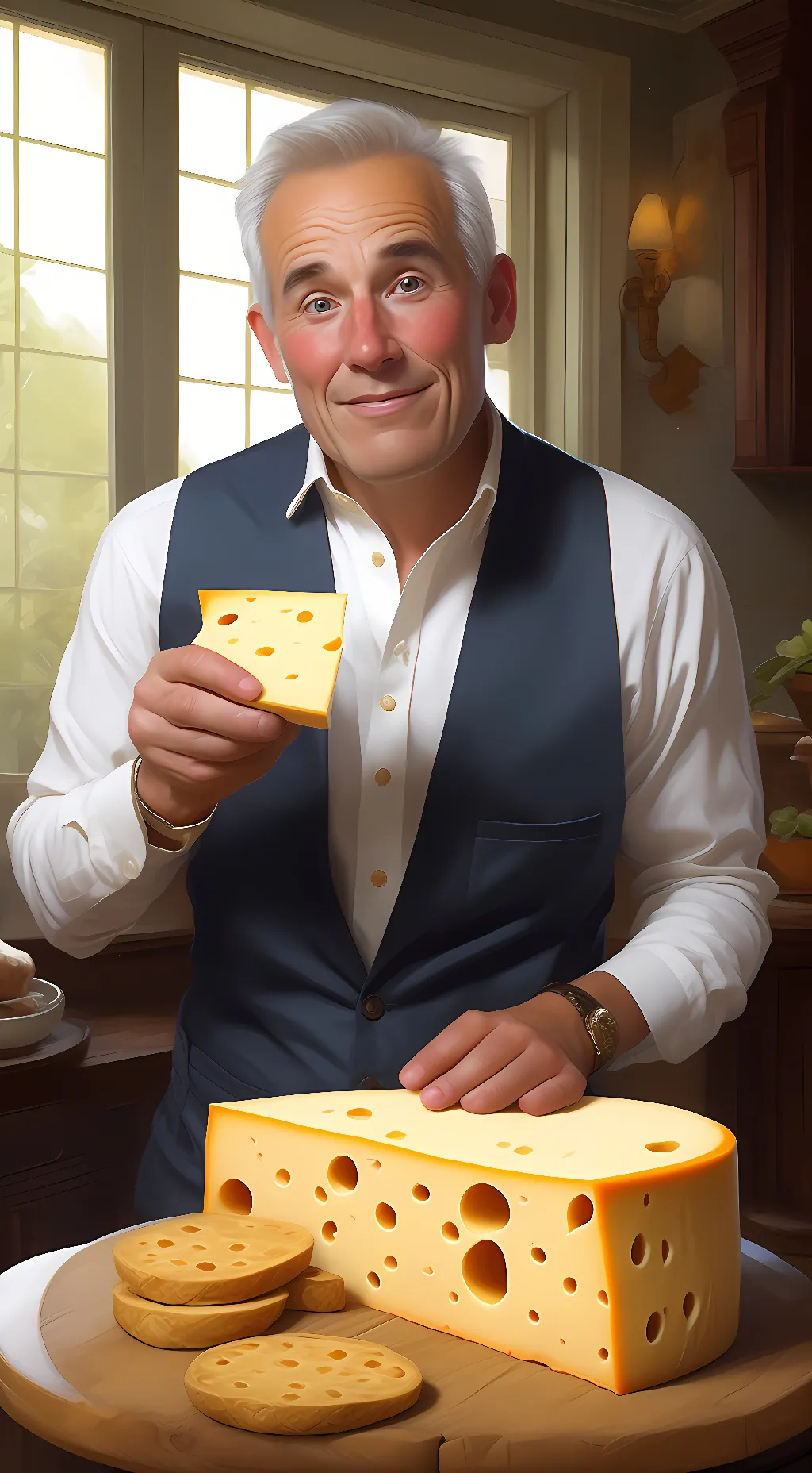 ai character: cheese background