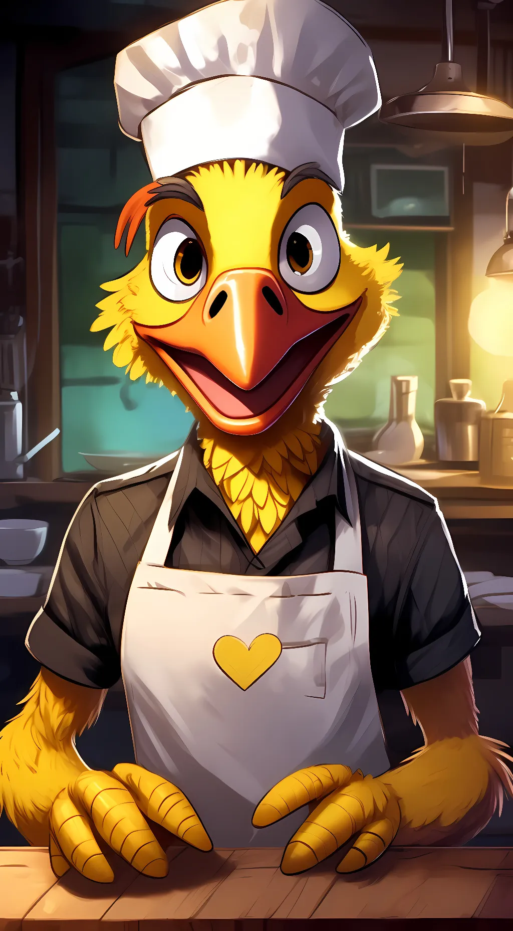 ai character: Chica the chicken background