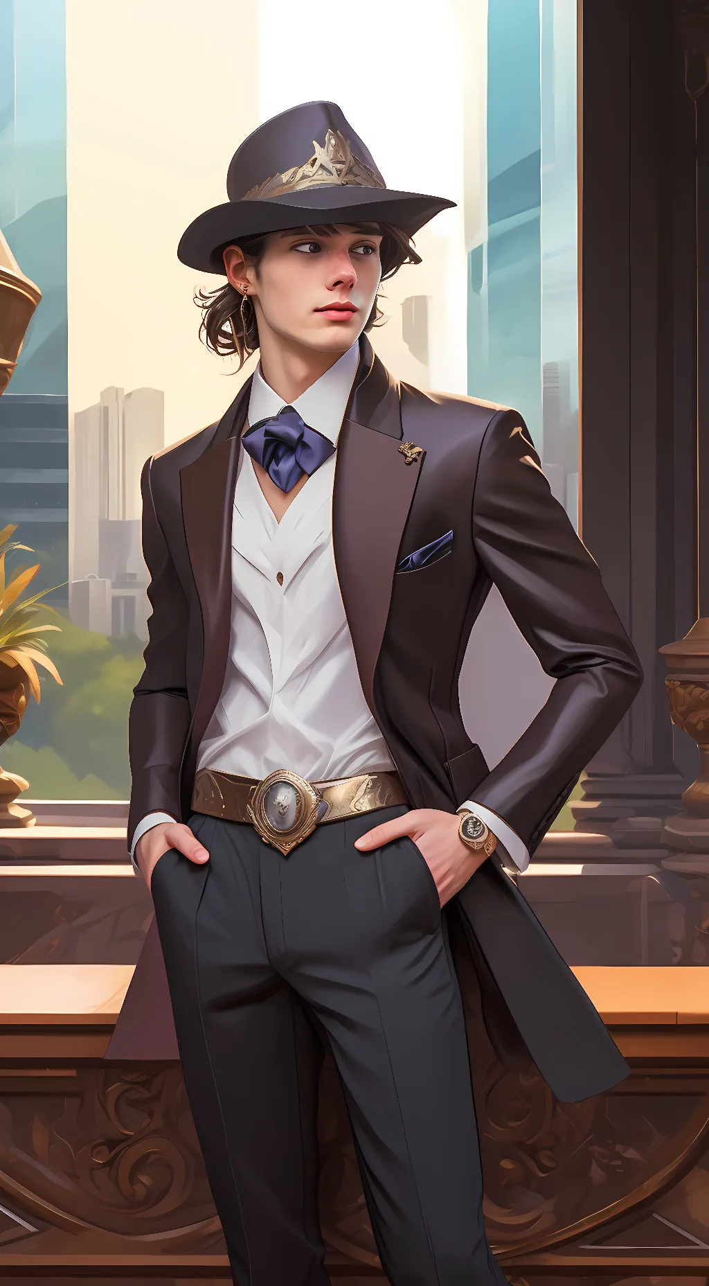 ai character: Michael hall  background