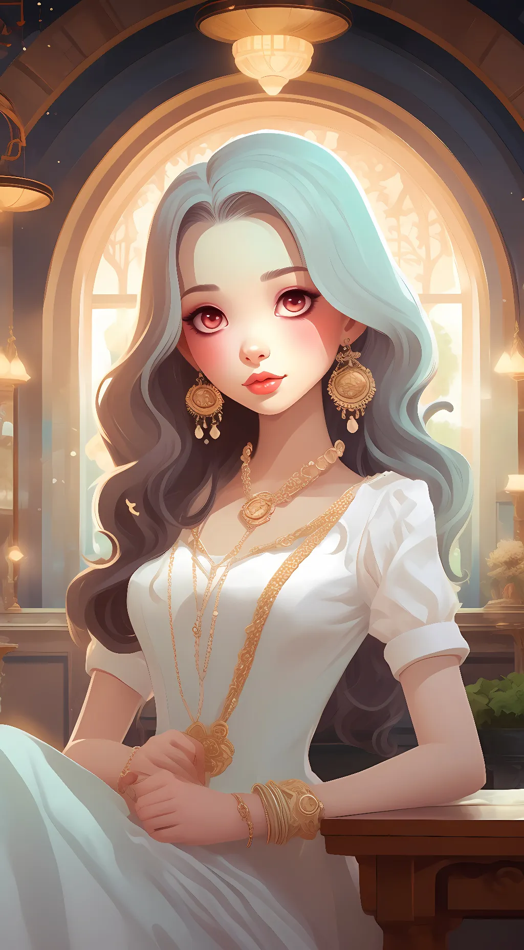 ai character: Ashley  background