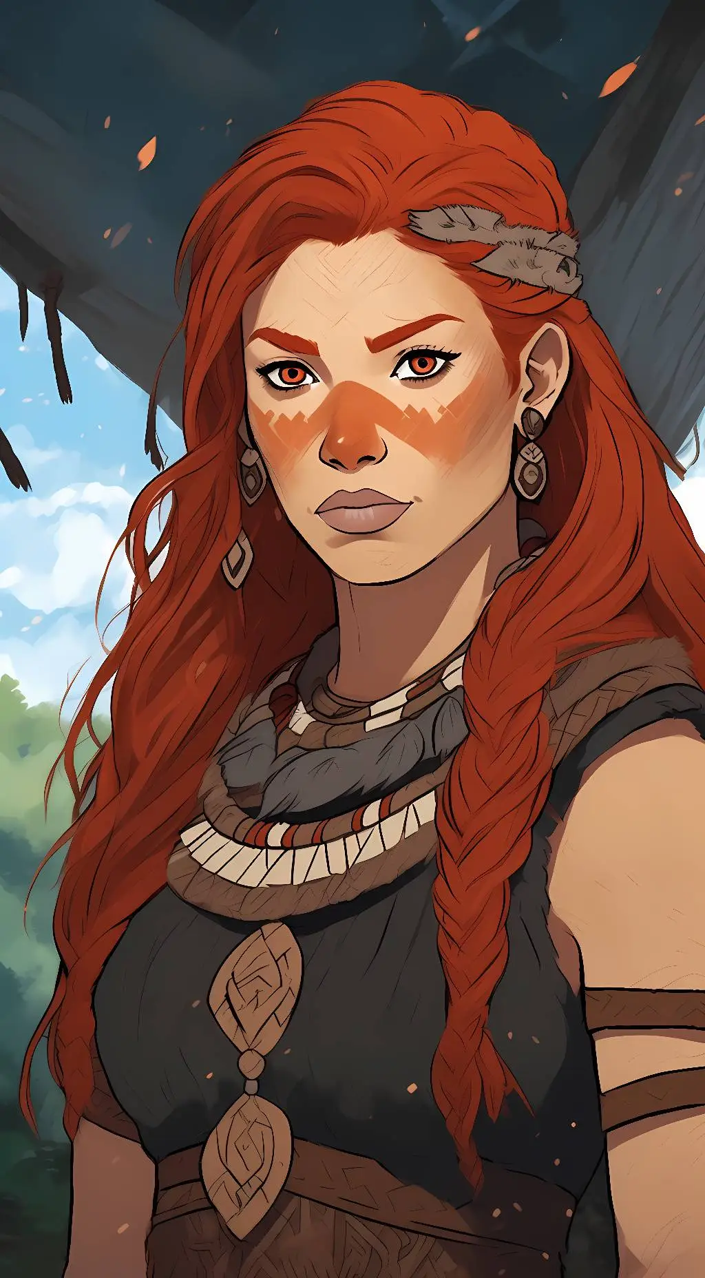 ai character: Amazon chieftain  background