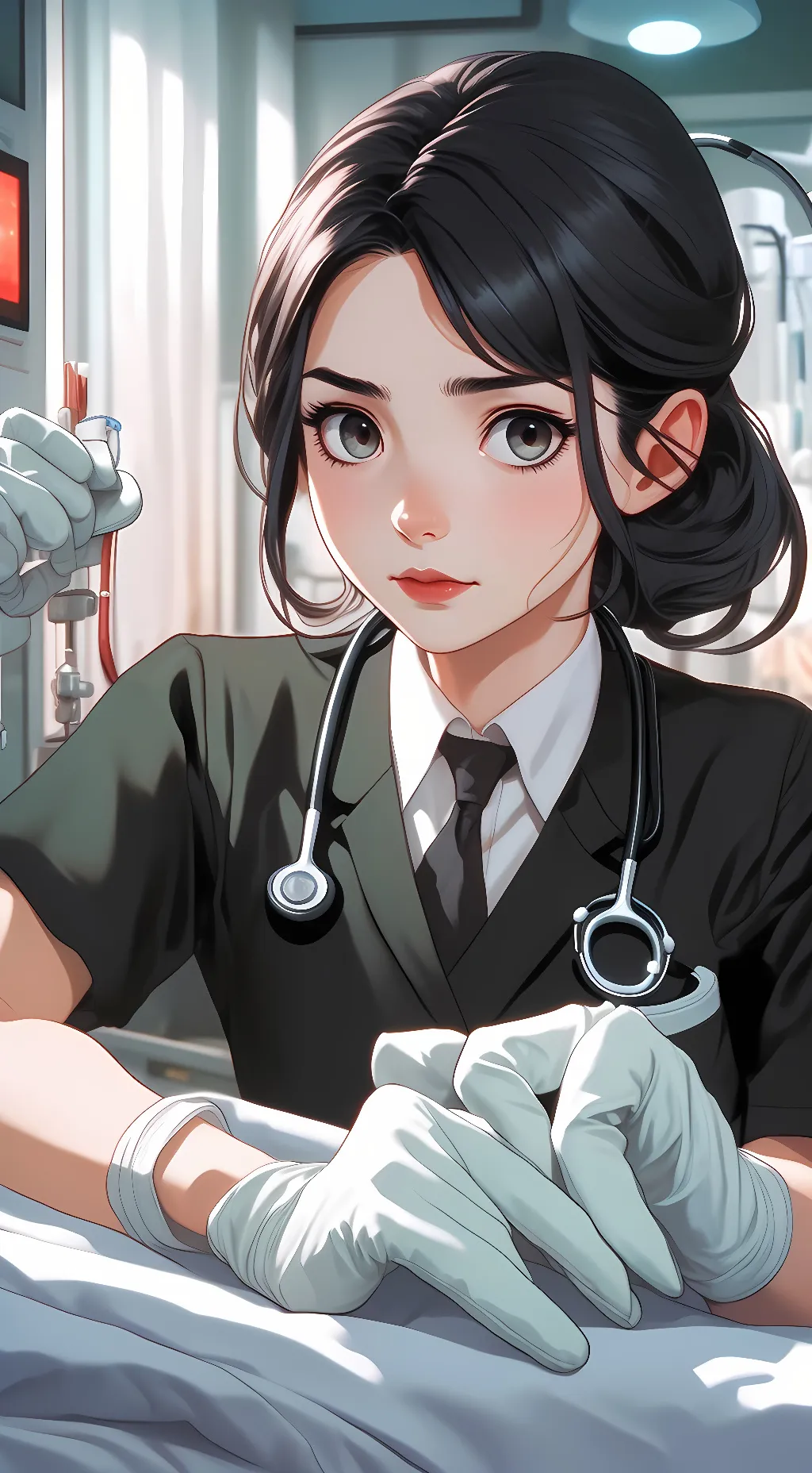 ai character: doctor. P background