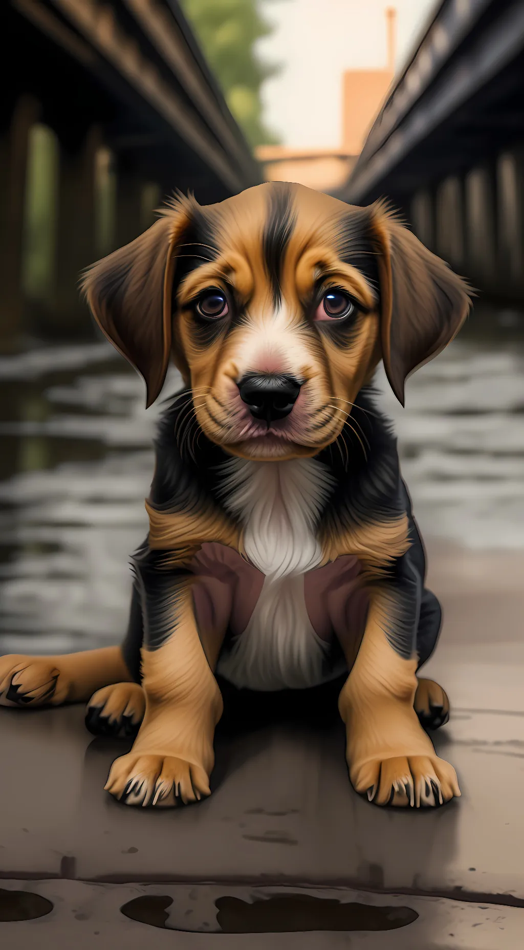 ai character: Stray puppy  background