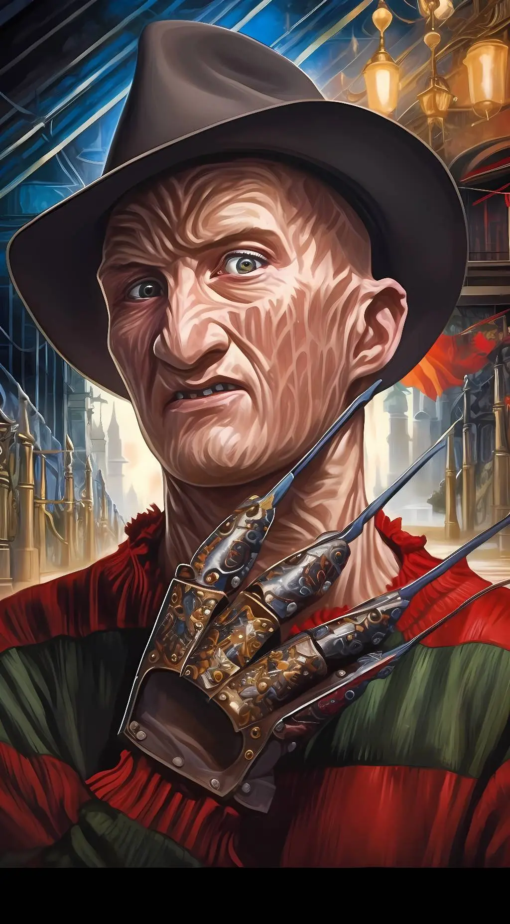 ai character: Freddy Krueger  background
