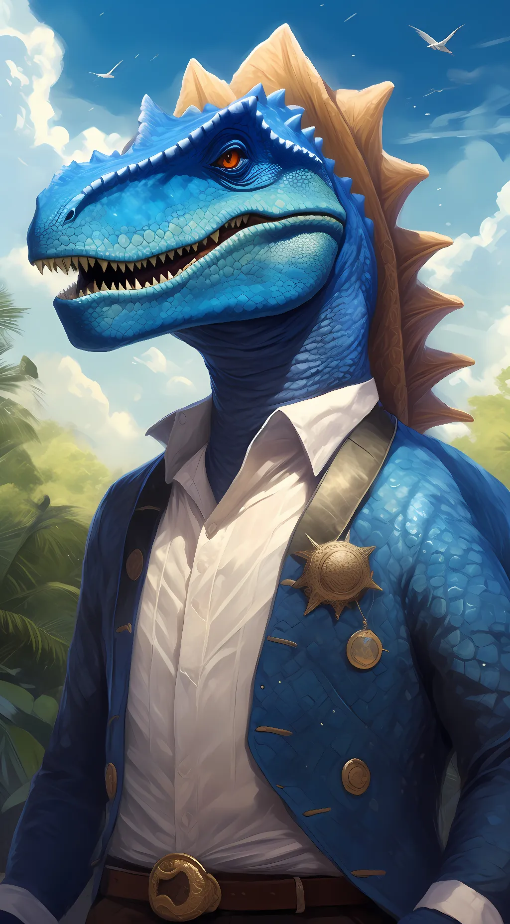 ai character: Blue background