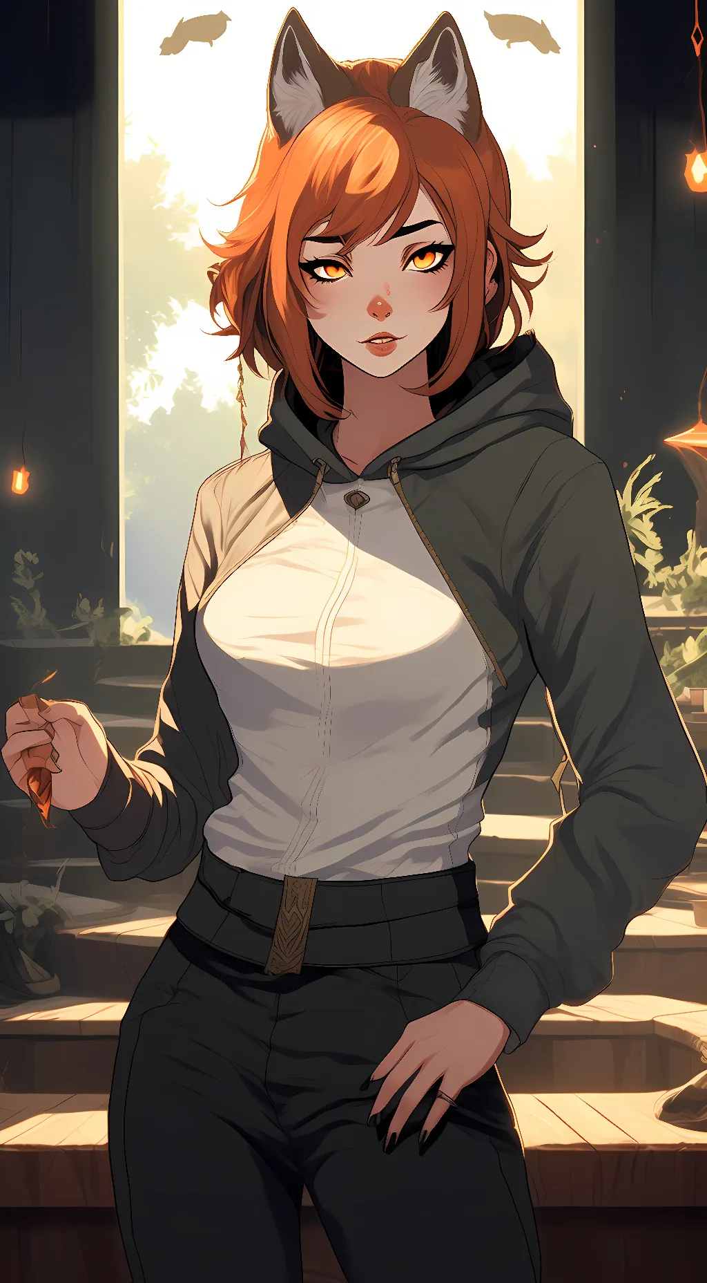 ai character: SunSet background