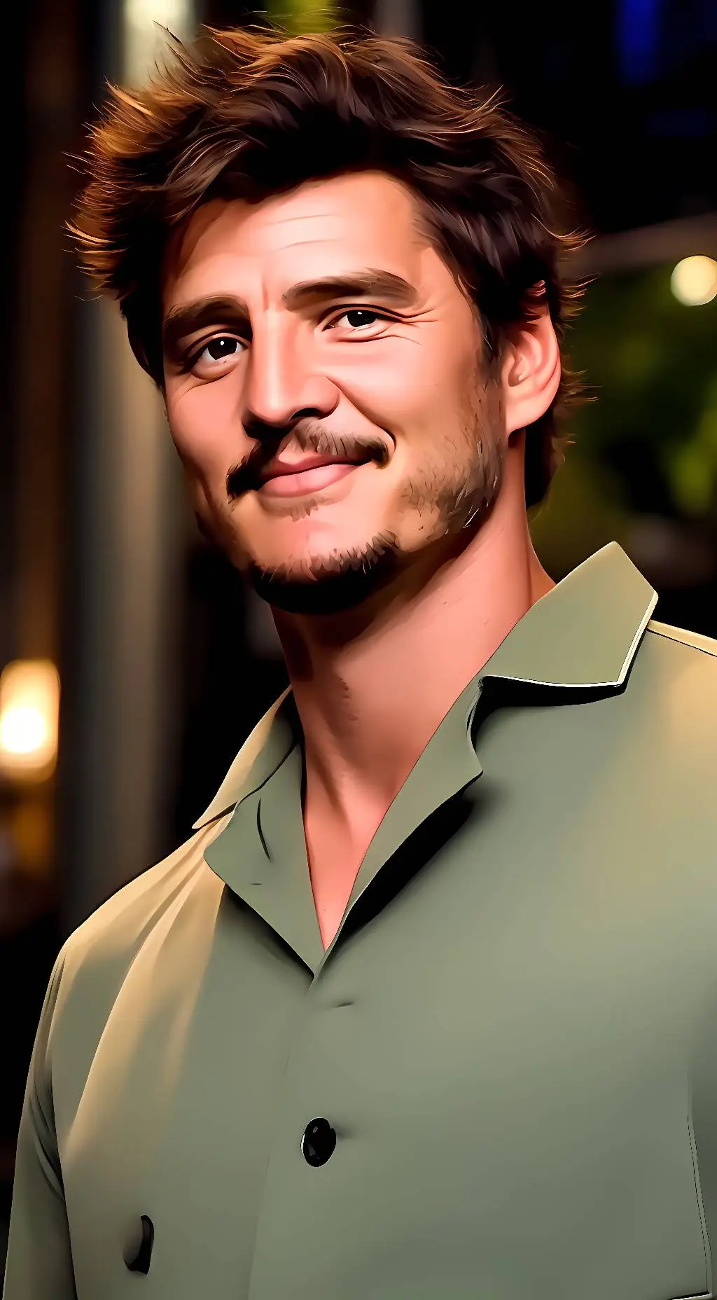 ai character: Pedro Pascal  background